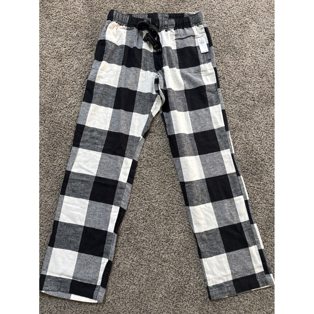 Old Navy Men S Black White Buffalo Plaid Flannel Pajama Pants Match the Fam NEW